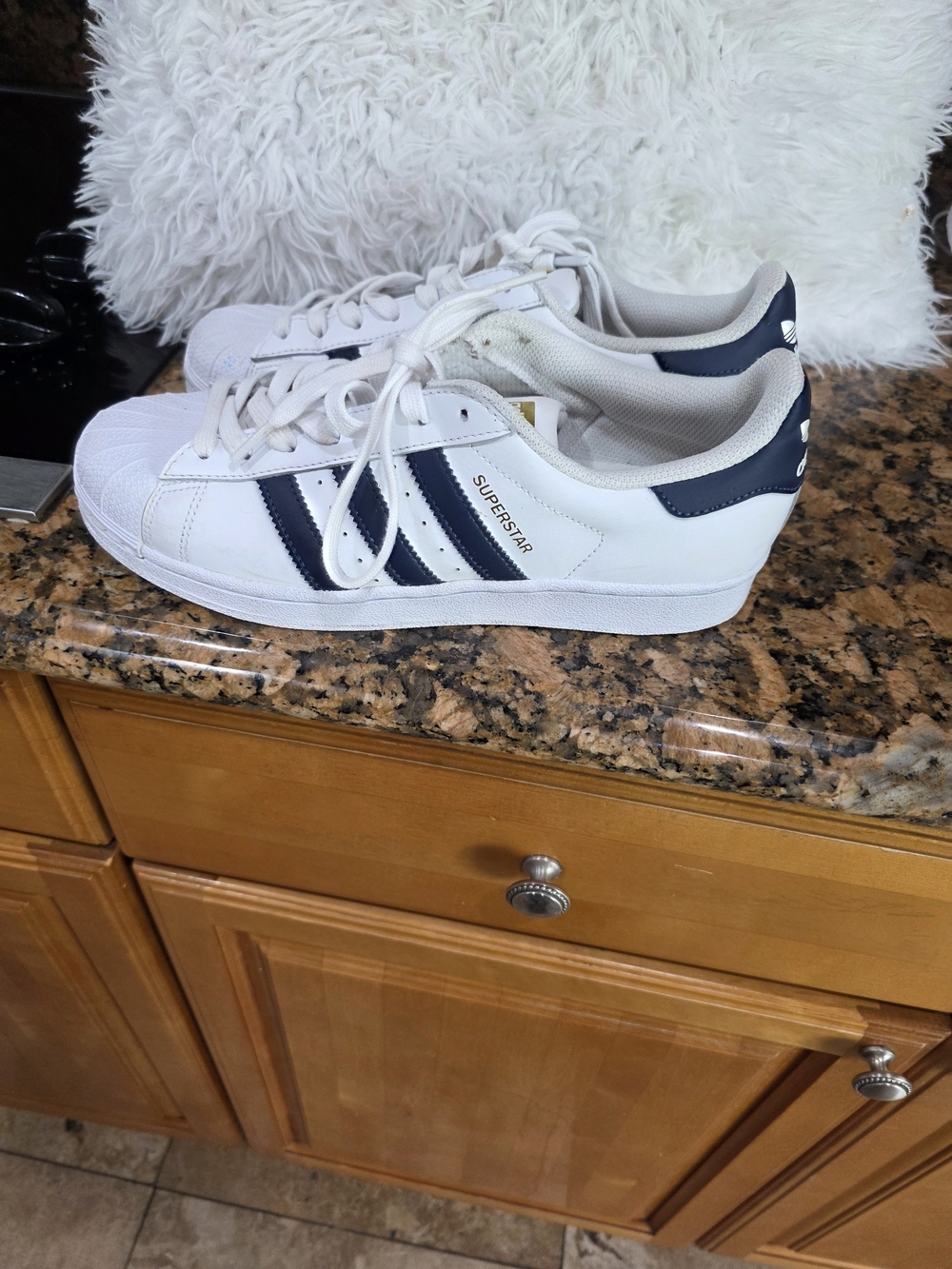 adidas Women’s Superstar Sneakers in White/Navy